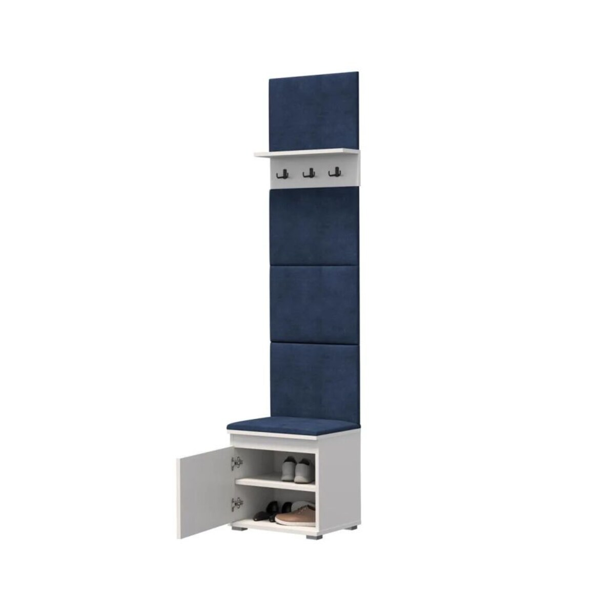 Szafka na buty z siedziskiem i wieszakiem SINGAPUR 50 biała/granatowa
