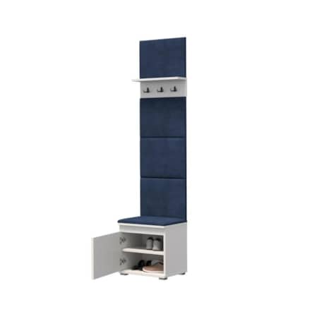 Szafka na buty z siedziskiem i wieszakiem SINGAPUR 50 biała/granatowa