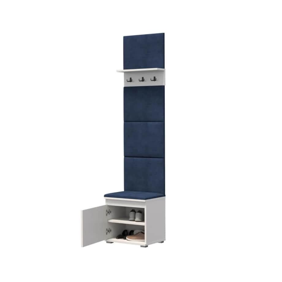 Szafka na buty z siedziskiem i wieszakiem SINGAPUR 50 biała/granatowa