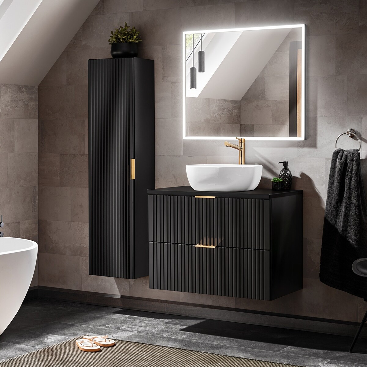 Komplet mebli łazienkowych ryflowanych Cormad