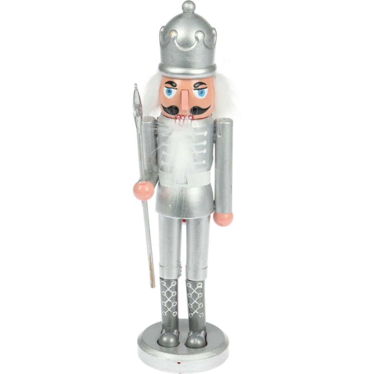 DZIADEK DO ORZECHÓW w koronie 28cm srebrny FIGURKA