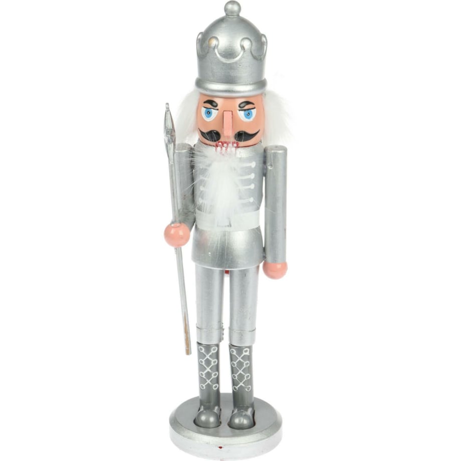 DZIADEK DO ORZECHÓW w koronie 28cm srebrny FIGURKA