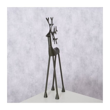 FIGURKA RENIFER 55cm świąteczna metalowa czarna matowa jeleń dekoracyjna