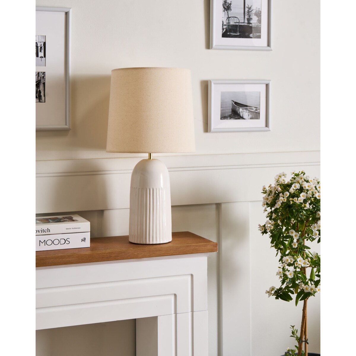 Lampa stołowa SALIENTE Ceramika Złamana biel