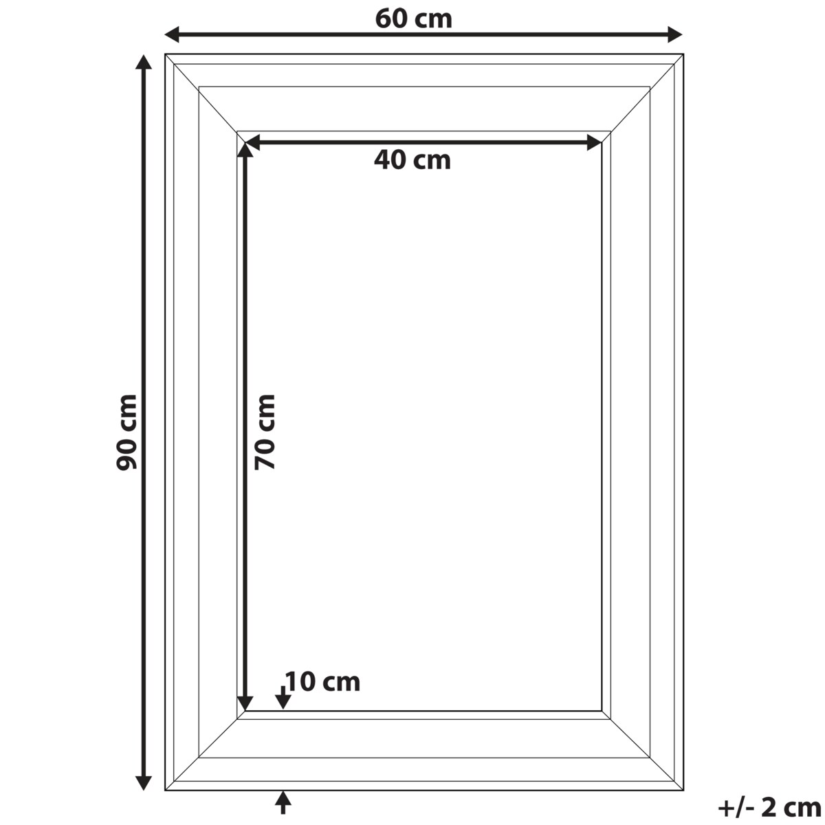 Lustro ścienne LUNEL 60 cm 90 cm Biały