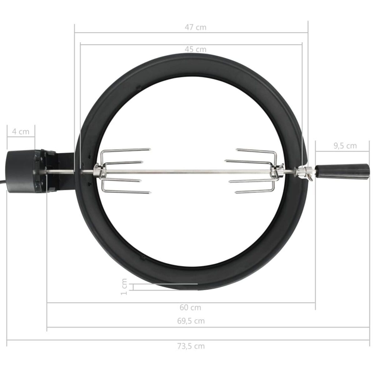 vidaXL Rożen z pierścieniem, 47 cm, czarny