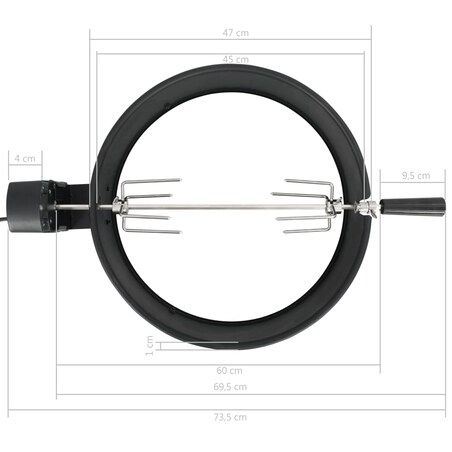 vidaXL Rożen z pierścieniem, 47 cm, czarny