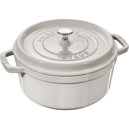 Garnek żeliwny okrągły Staub - 2.6 ltr, Biała trufla