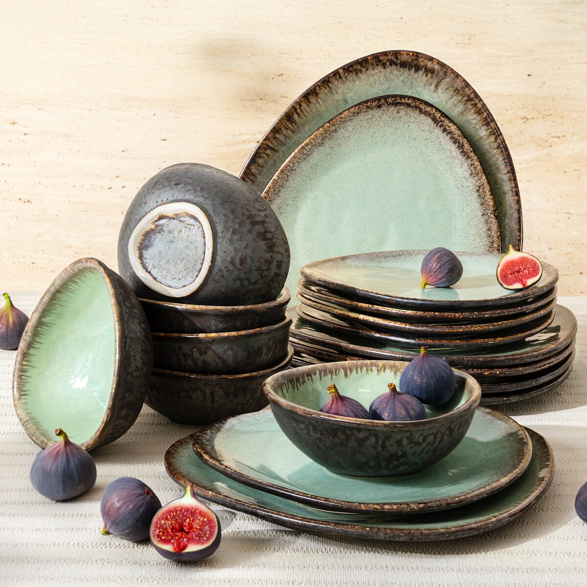 Konsimo PRIMA Zestaw obiadowy 6os. (18 el.), szałwiowy