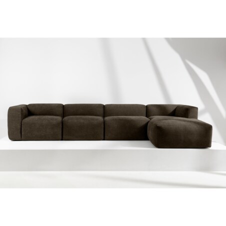 KONSIMO BUFFO Sofa narożna prawa 6-osobowa z wyjątkowo miękkim siedziskiem, kolor brązowy