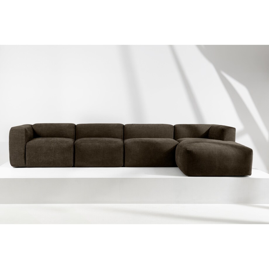 KONSIMO BUFFO Sofa narożna prawa 6-osobowa z wyjątkowo miękkim siedziskiem, kolor brązowy