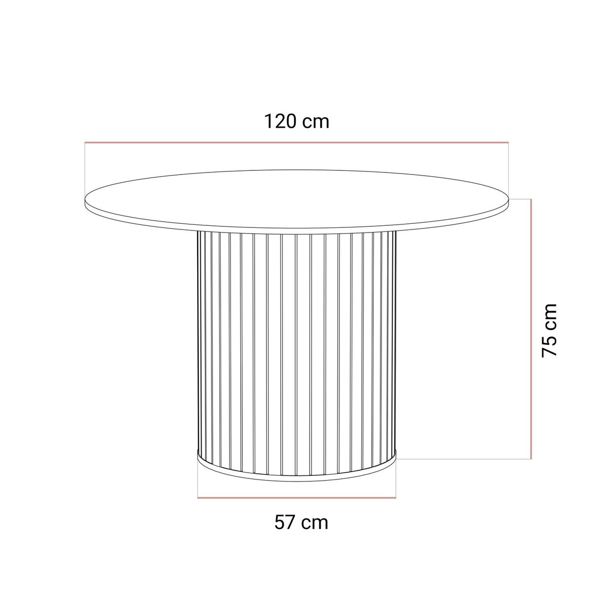 Okrągły stół ELODIE 120 cm, czarny