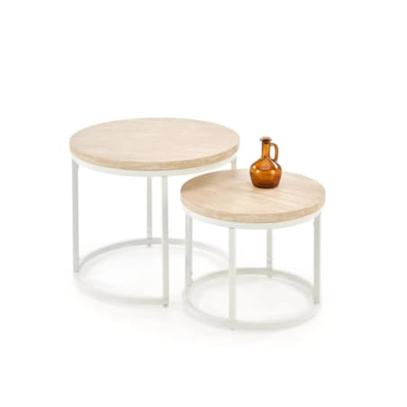 Zestaw 2 stolików kawowych OREO trawertyn/biały