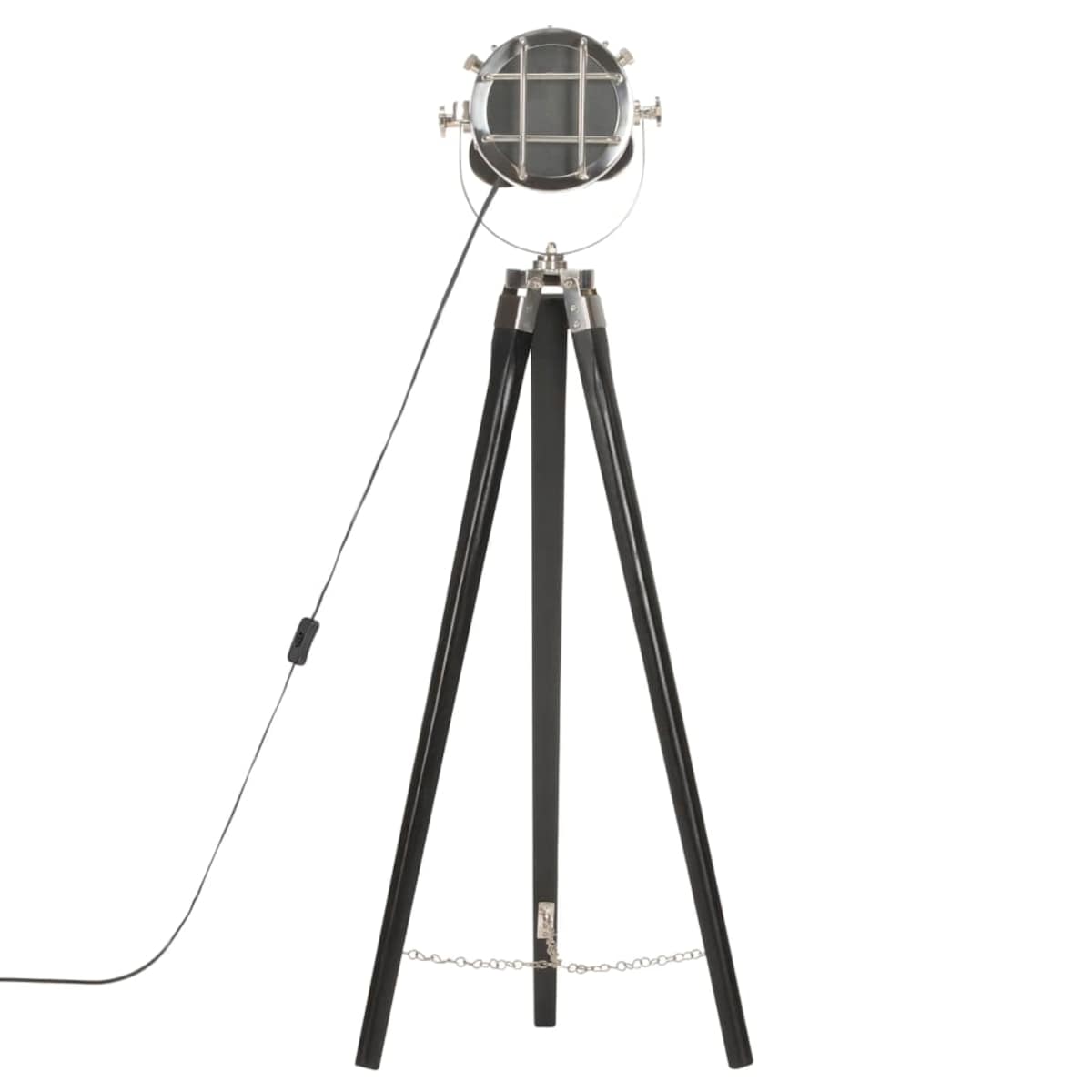 vidaXL Lampa podłogowa na trójnogu, czarna, lite drewno mango, 97 cm