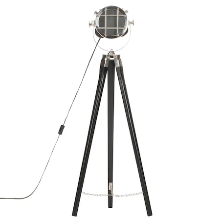 vidaXL Lampa podłogowa na trójnogu, czarna, lite drewno mango, 97 cm