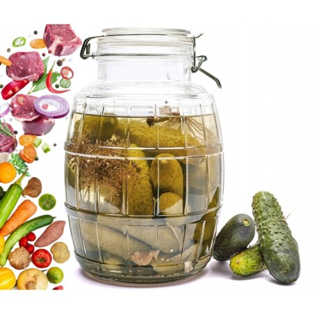 BECZKA SZKLANA pojemnik słoik hermetyczny na weki ogórki kapusta sok 2,8L