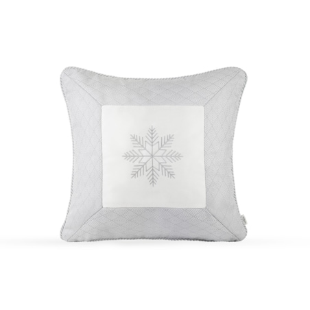 Srebrna poduszka zimowa Snowflake IV 50x50 cm