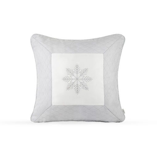 Srebrna poduszka zimowa Snowflake IV 50x50 cm
