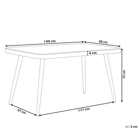 Stół ogrodowy LIPARI 140 cm 80 cm Szkło Szary