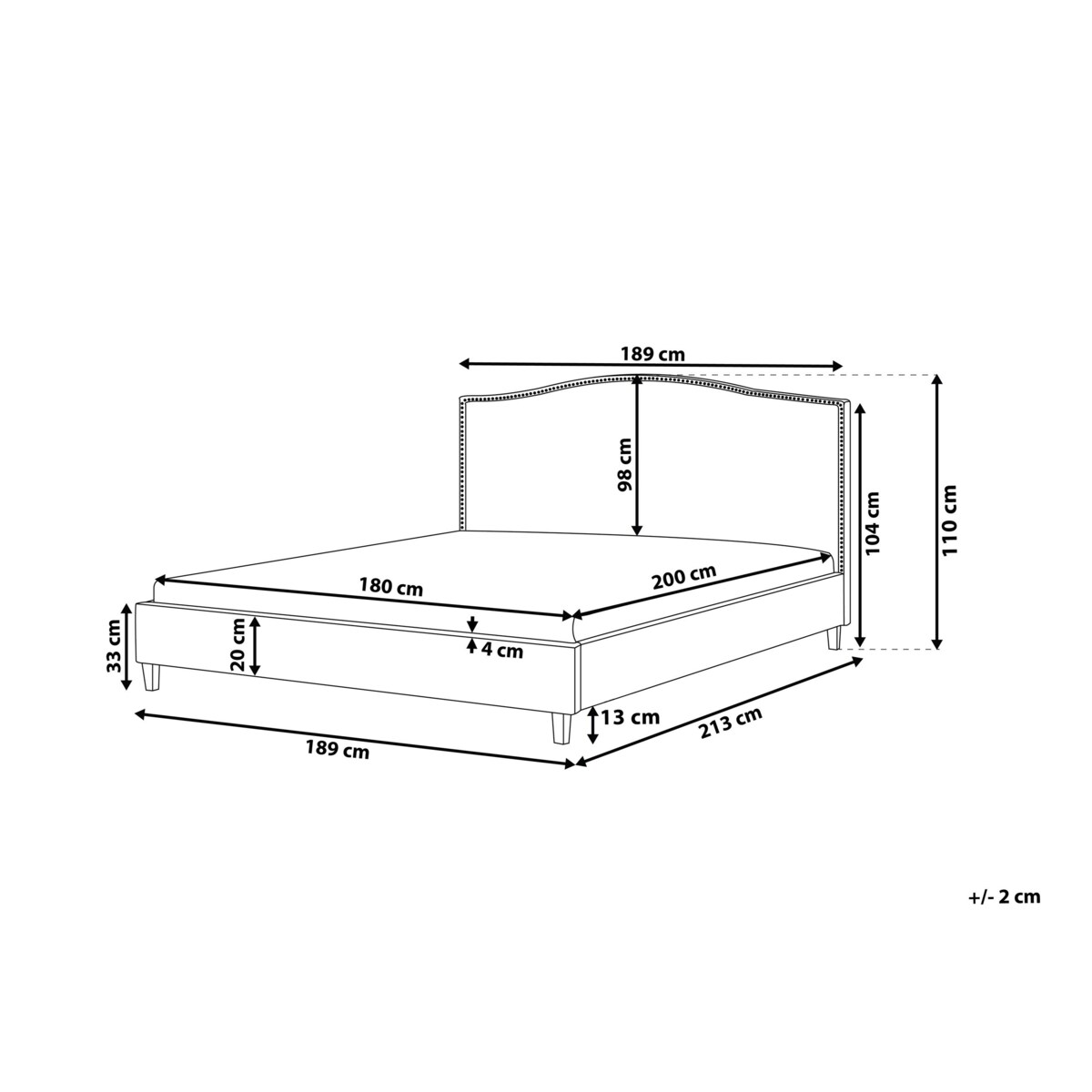 Łóżko tapicerowane 180 x 200 cm szare MONTPELLIER