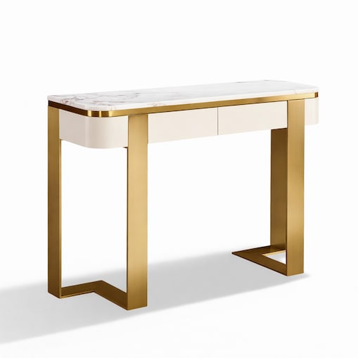 Konsola glamour z marmurem i szufladami Sofia 120x38x85