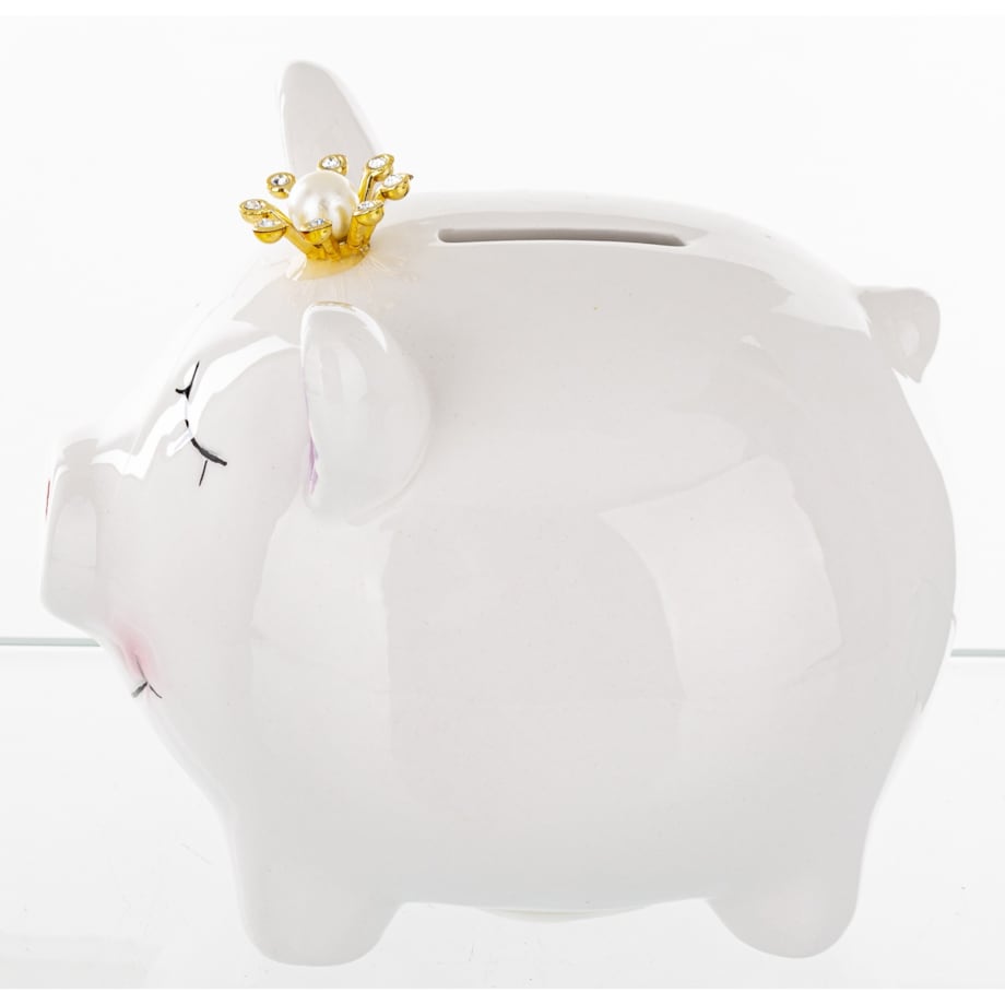 Skarbonka ceramiczna - 10,5x9,5x12,5 cm świnka PIGGY biała