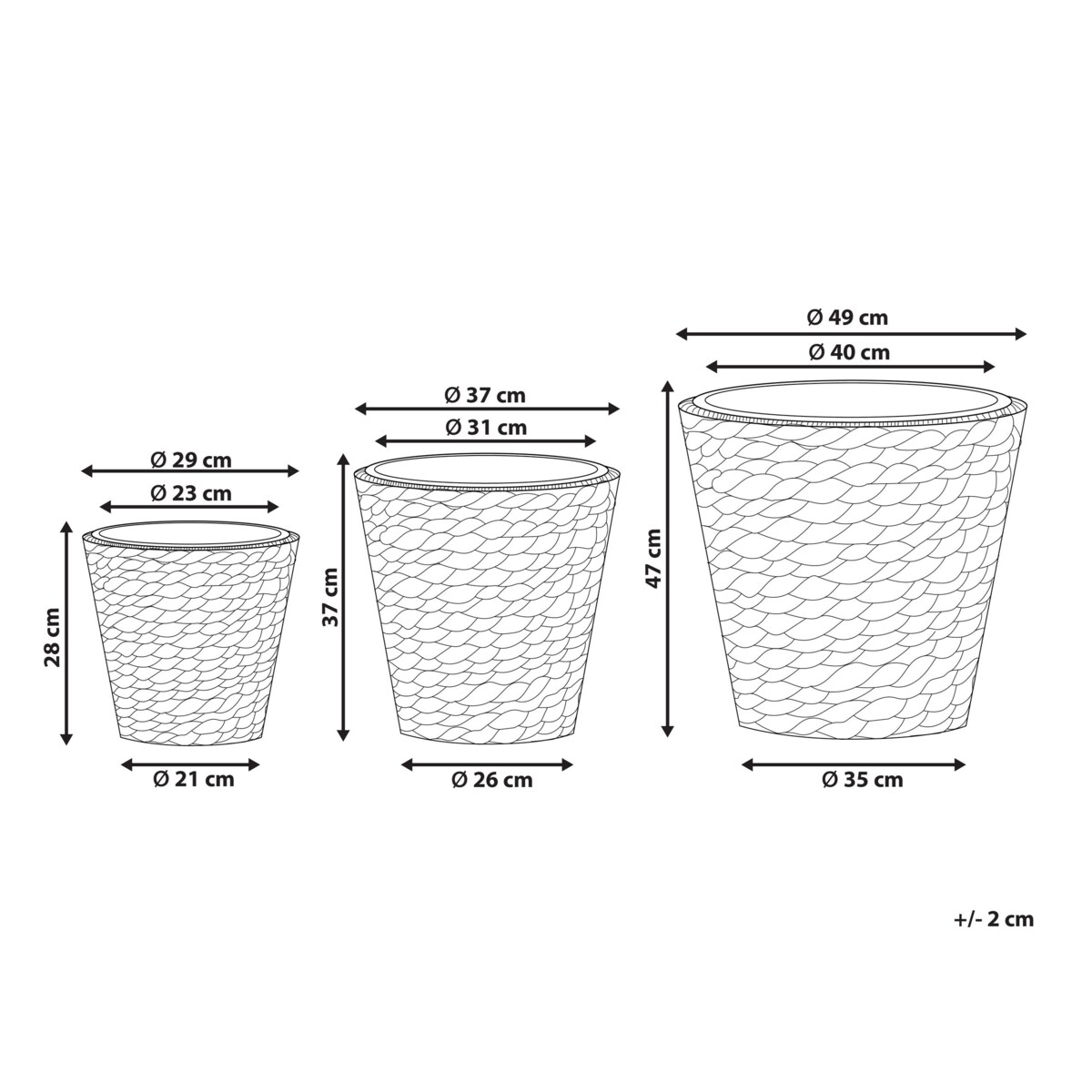 Zestaw 3 doniczek z hiacyntu wodnego naturalny PLAKA