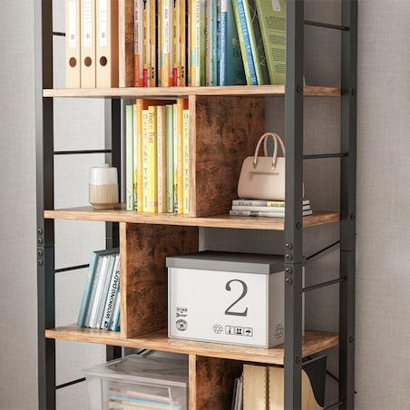 Regał Szafka Na Książki Kwiaty Drabinkowy Rustykalny Brąz Loft 154,5 Cm