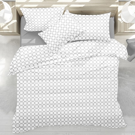 RENA komplet pościeli z bawełny, szary/biały, 160x200