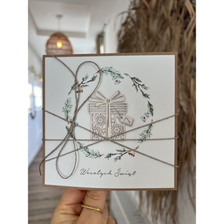 Wyjątkowa ręcznie robiona kartka świąteczna na Boże Narodzenie na piękne życzenia świąteczne - prezent