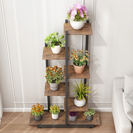 Kwietnik stojak na rośliny kwiaty doniczki rustykalny regał drewniane półki