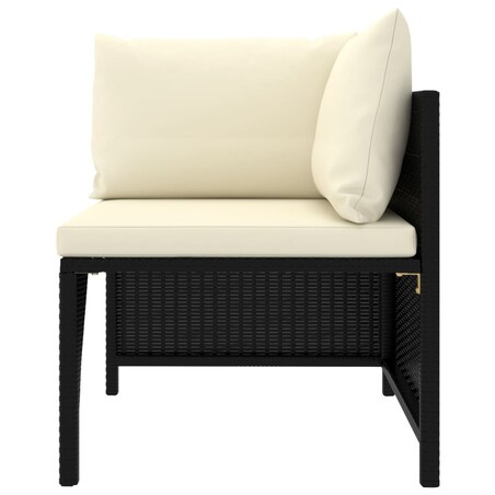 vidaXL Narożna sofa modułowa z poduszką, polirattan, czarna