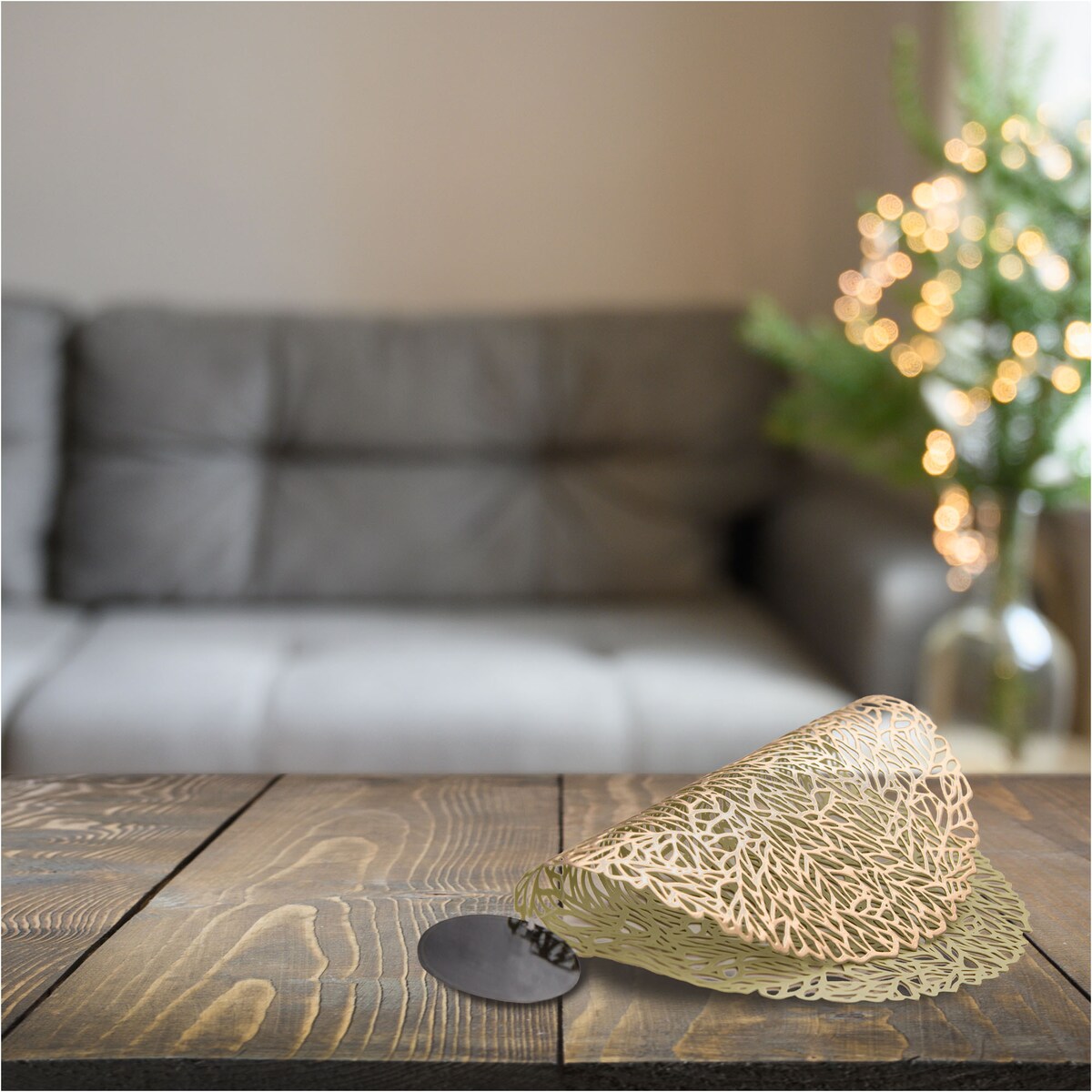 Podkładka Ażurowa Na Stół Mata Stołowa Pod Talerz Ozdoba 38 Cm Pvc Złota