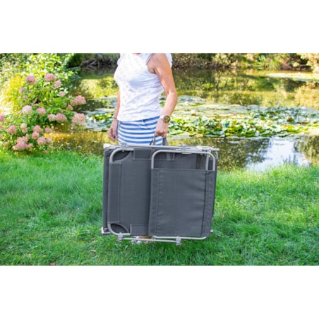Leżanka ogrodowa składana w walizkę z zadaszeniem