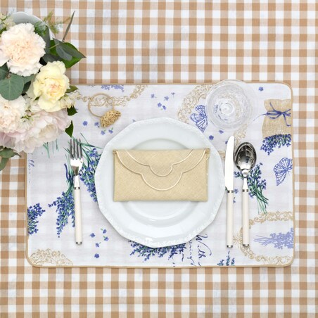 Podkładki dwustronne Lavender & Beige Gingham - 4 sztuki