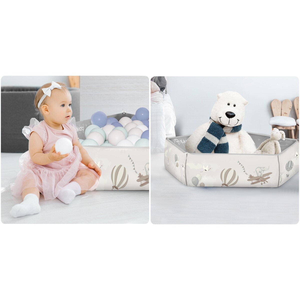 Mata edukacyjna interaktywna Retro dla niemowląt dwustronna składana XXL 5w1 Nukido