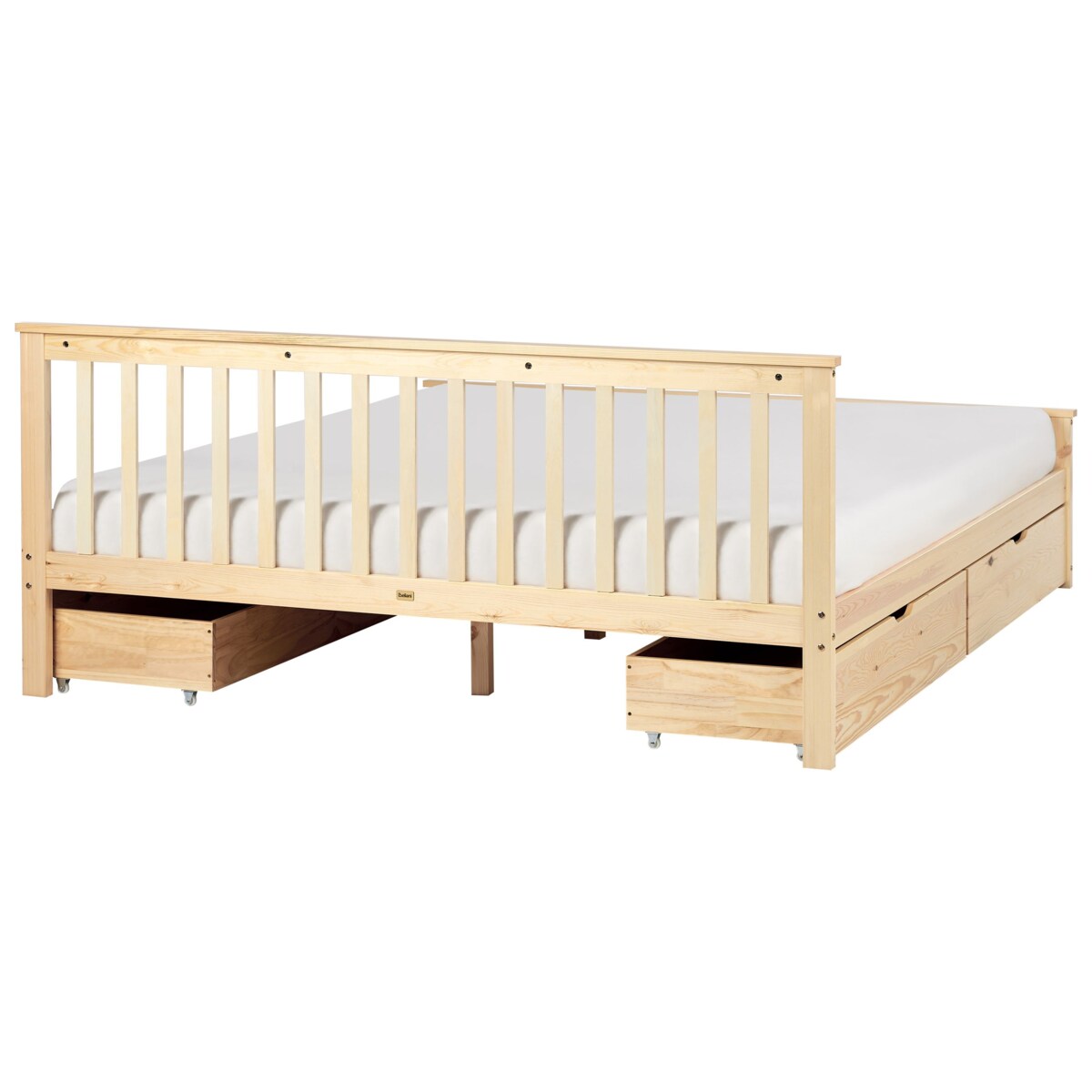 Łóżko ze schowkiem OLENDON 180 x 200 cm Z miejscem do przechowywania Drewno Jasne drewno