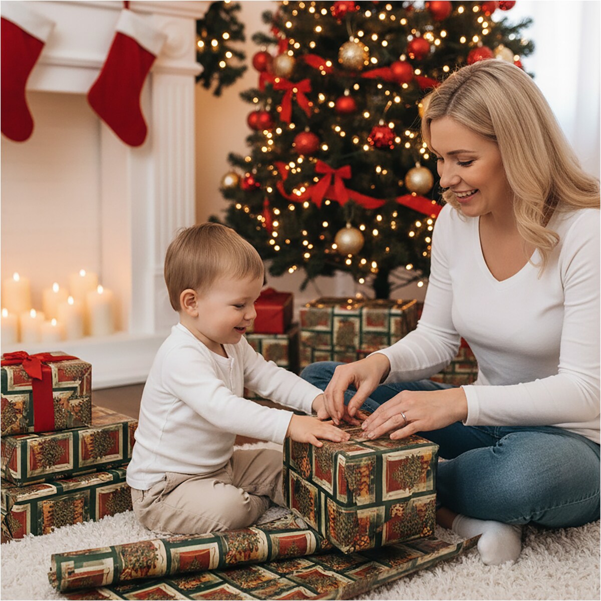 Papier do pakowania prezentów 20 METRÓW MEGAROLKA Świąteczny Do Paczek Ozdobny