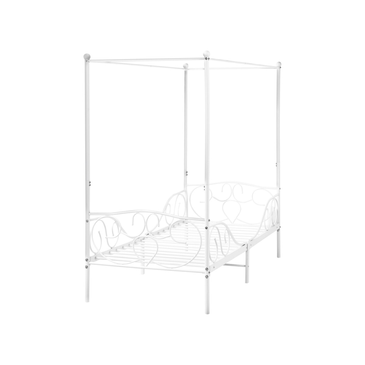 Łóżko z baldachimem Metal SORMERY 90 x 200 cm Biały