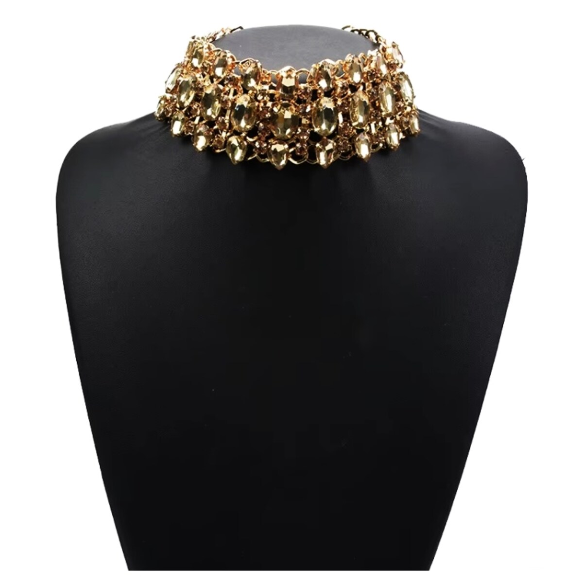 Złoty CHOKER szampańskie cyrkonie świetna jakość SZYKOWNY efektowny na BAL