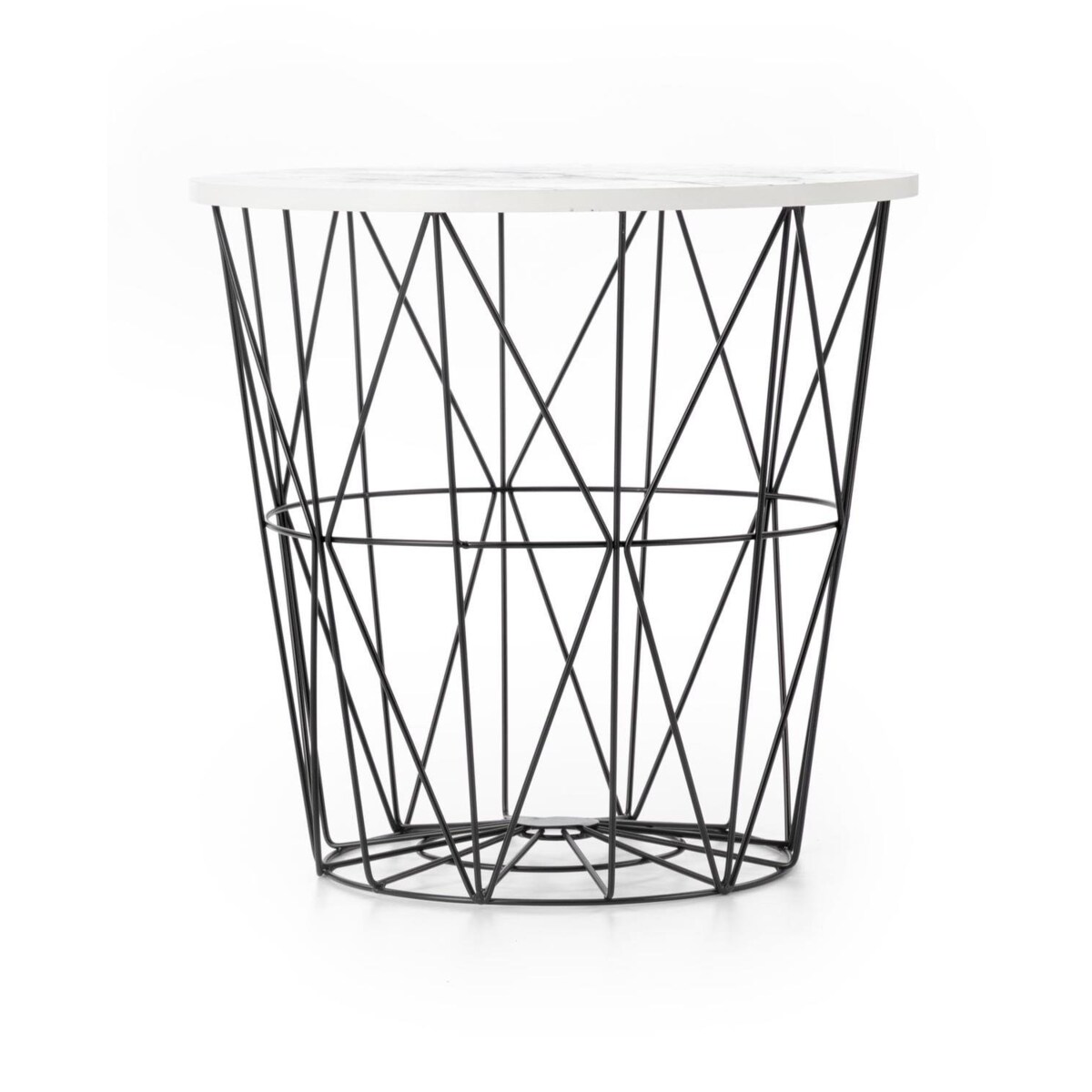 STOLIK KAWOWY Rissa BIAŁY BLAT czarna podstawa WZÓR MARMUR