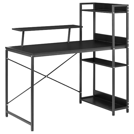 Biurko z nadstawką BILOXY 120 cm 64 cm z półkami Czarny