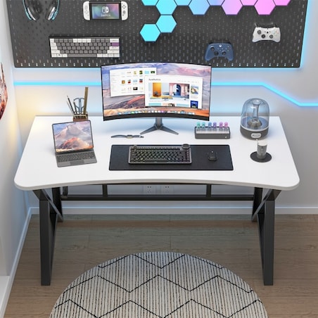 Biurko Komputerowe Białe Gamingowe Nowoczesne Dla Gracza Loft Duże 120 Cm