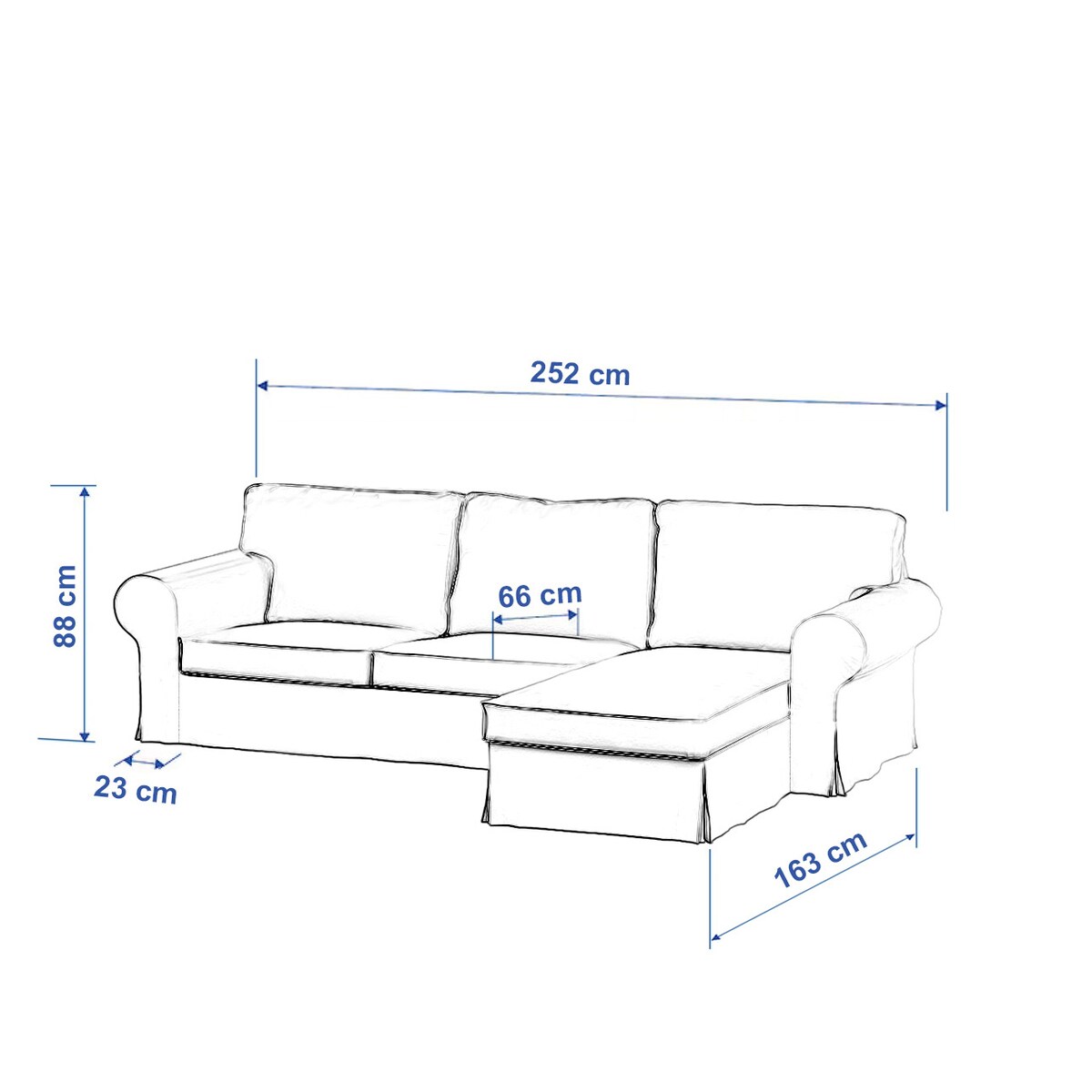 Pokrowiec na sofę Ektorp 2-osobową i leżankę, biała bukla, 252 x 163 x 88 cm, Boucle Teddy