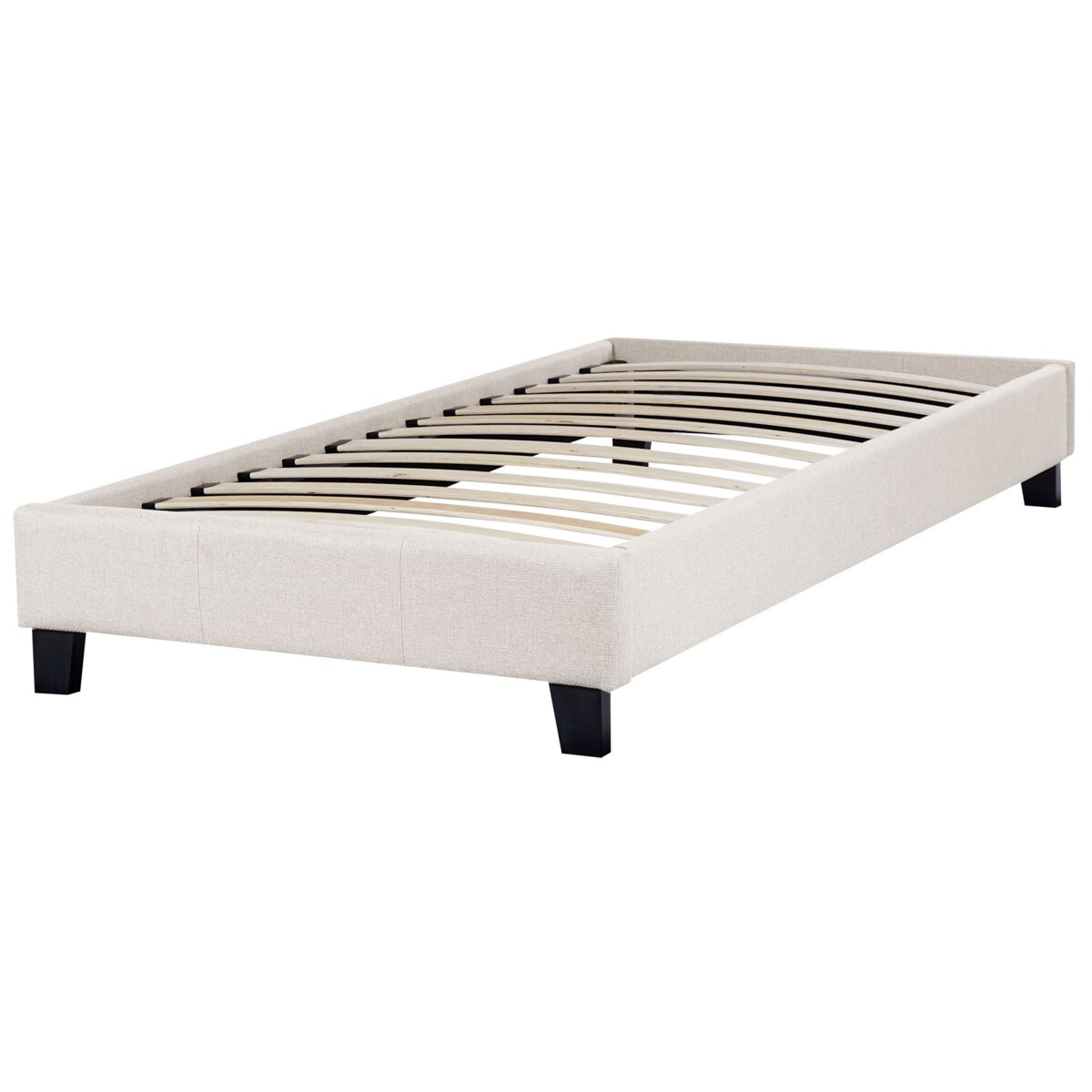 Łóżko tapicerowane ze stelażem jasnobeżowe 90 x 200 cm ROANNE