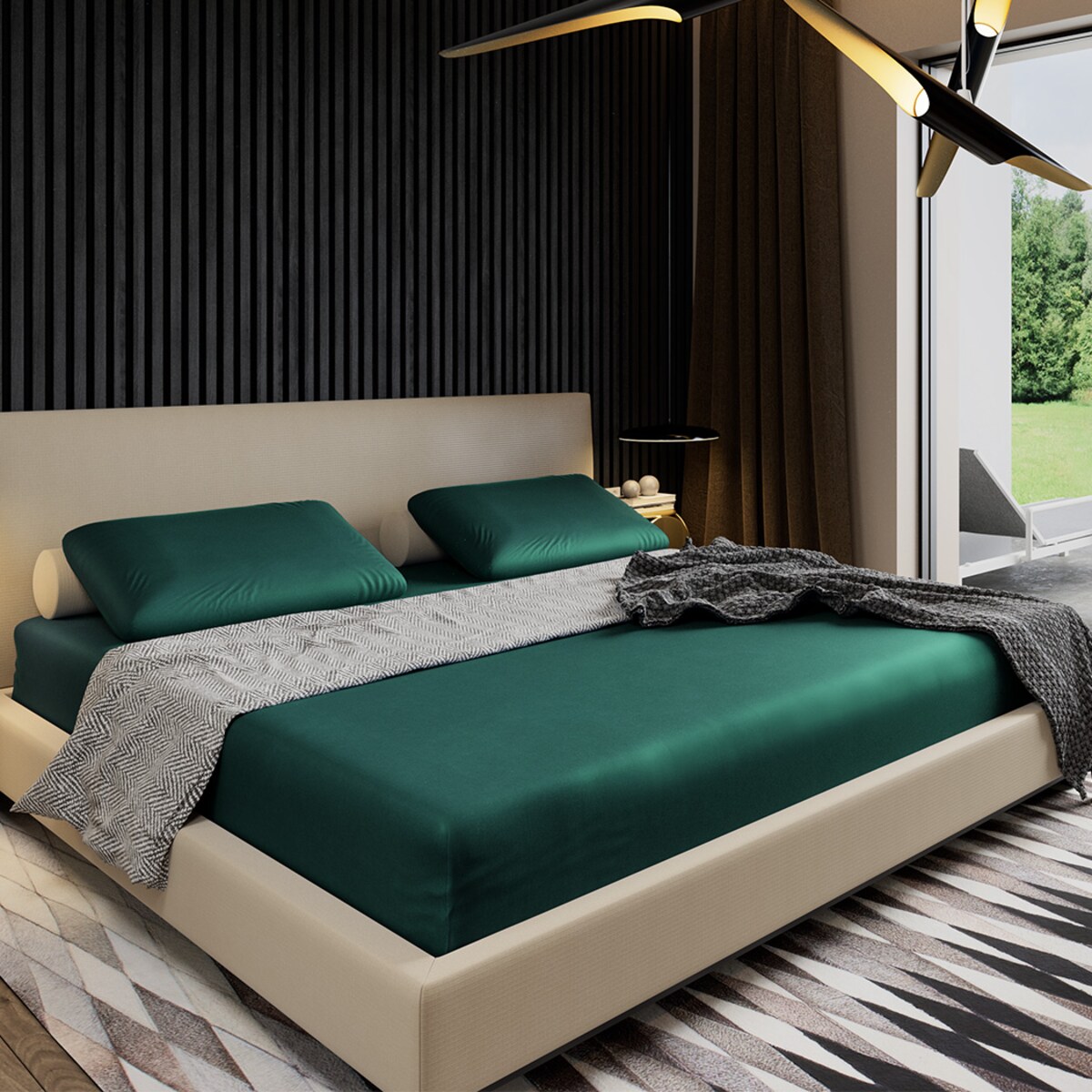 Prześcieradło z gumką 140x200 zielone satynowe PAN MATERAC 100% bawełna