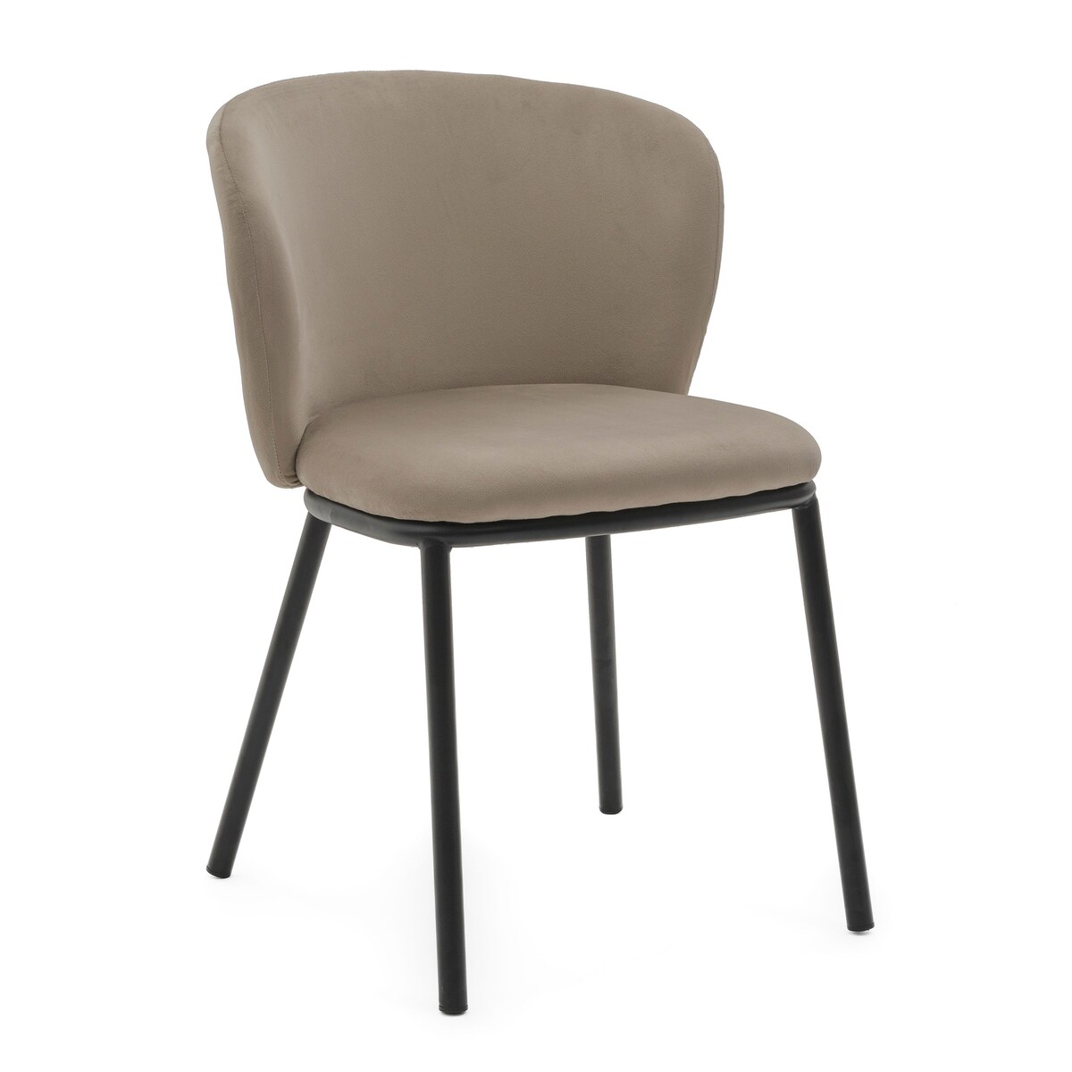 KRZESŁO TAPICEROWANE WELUROWE DO SALONU JADALNI GLAMOUR CIEMNOBEŻOWE BARI