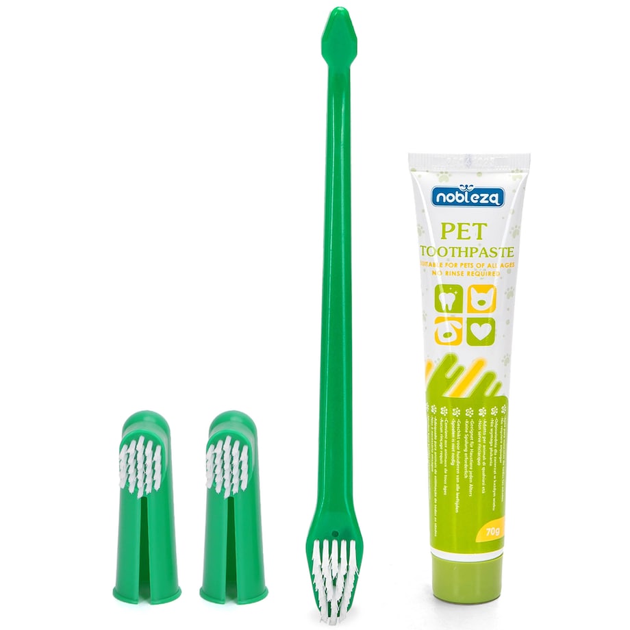 Szczotka Pasta Do Mycia Czyszczenia Zębów Dla Psa Zwierząt + 2 Nakładki