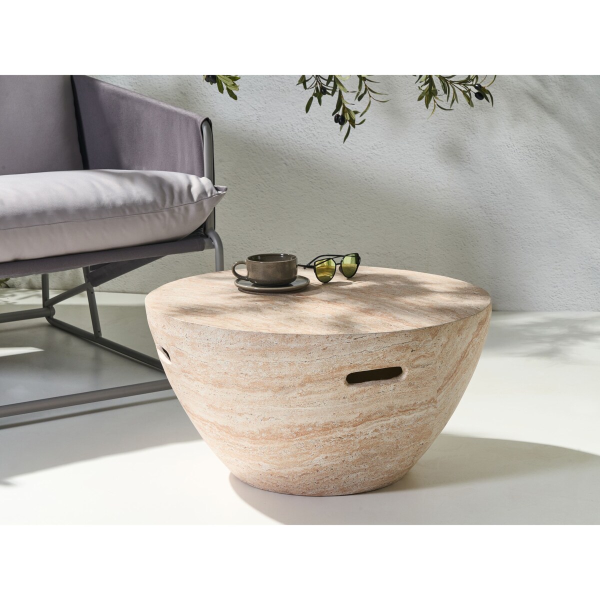 Stolik kawowy VICARELLO 68 cm 68 cm Efekt trawertynu