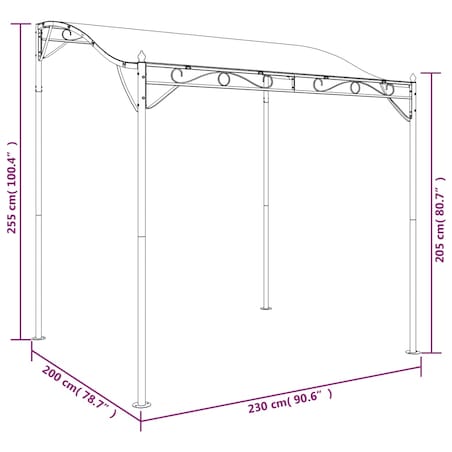 vidaXL Zadaszenie, kolor taupe, 2x2,3 m, 180 g/m², tkanina i stal
